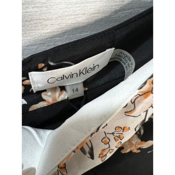 Asymmetric Printed MIDI Skirt Black Size 14 by Calvin Klein - Picture 4 of 8